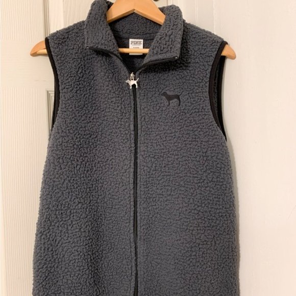 VS PINK Gray Sherpa Vest - Picture 1 of 5